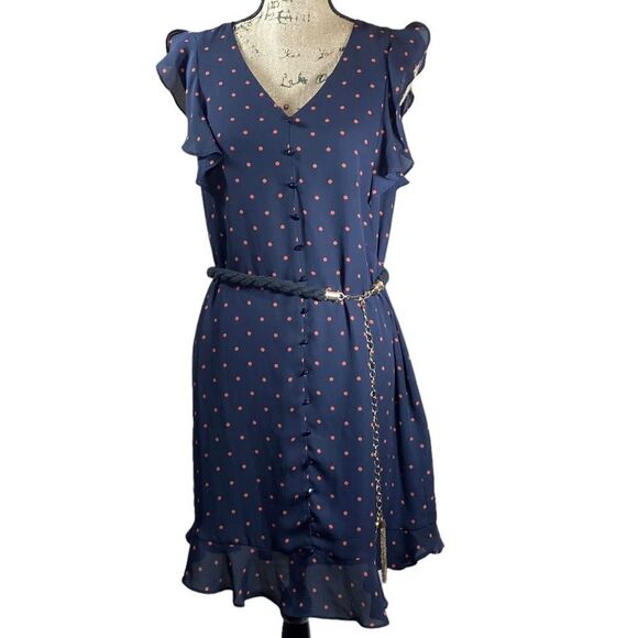 Cece Blue and red ruffled polkadot dress - Picture 4 of 11